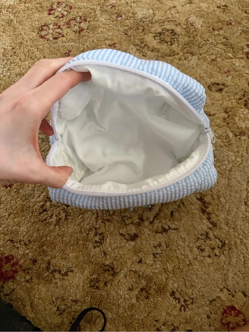 Kids Light Blue seersucker Striped Cosmetic Pouch - like new baby travel unisex